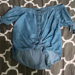 Off shoulder jean top